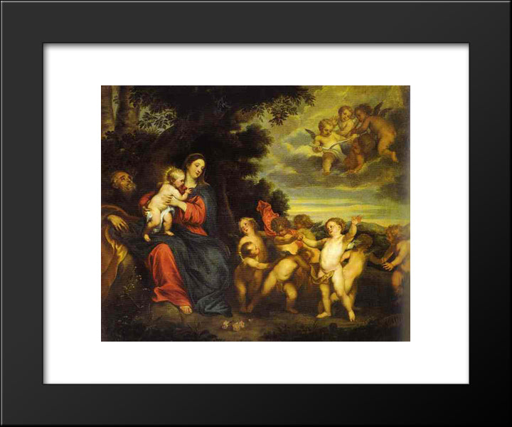 The Rest On The Flight To Egypt 20x24 Black Modern Wood Framed Art Print Poster by van Dyck, Anthony