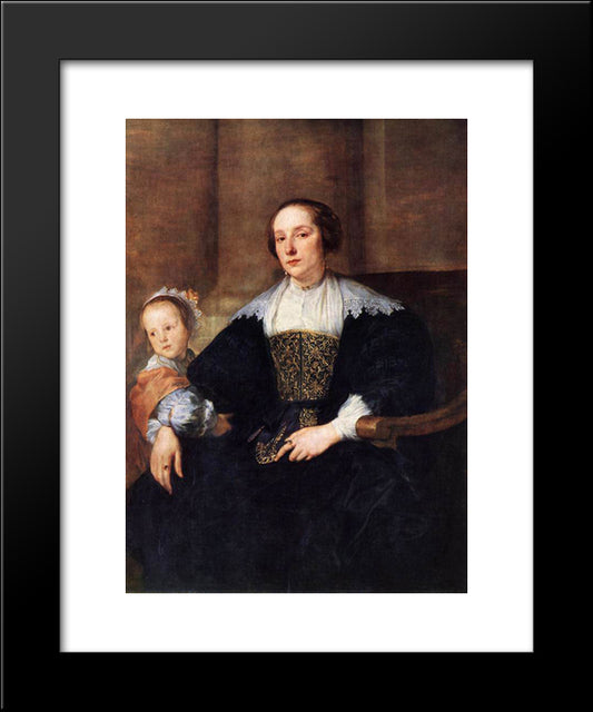 The Wife And Daughter Of Colyn De Nole 20x24 Black Modern Wood Framed Art Print Poster by van Dyck, Anthony