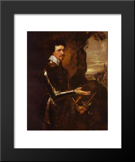 Thomas Wentworth, 1St Earl Of Strafford In An Armor 20x24 Black Modern Wood Framed Art Print Poster by van Dyck, Anthony