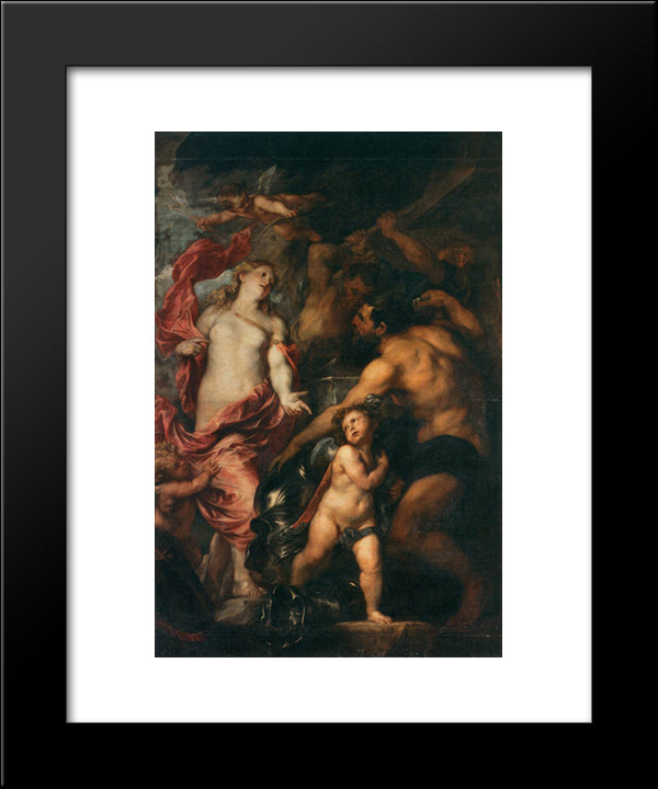 Venus Asking Vulcan For The Armour Of Aeneas 20x24 Black Modern Wood Framed Art Print Poster by van Dyck, Anthony