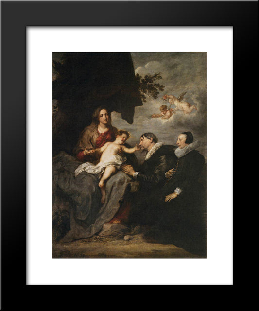 Virgin With Donors 20x24 Black Modern Wood Framed Art Print Poster by van Dyck, Anthony