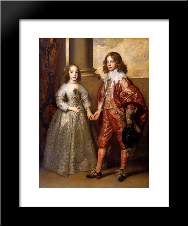 William Ii, Prince Of Orange And Princess Henrietta Mary Stuart, Daughter Of Charles I Of England 20x24 Black Modern Wood Framed Art Print Poster by van Dyck, Anthony