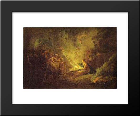 Birth Of Christ 20x24 Black Modern Wood Framed Art Print Poster by Pesne, Antoine