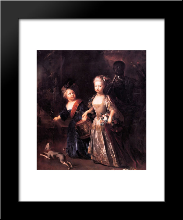 Frederick And His Sister Wilhelmina 20x24 Black Modern Wood Framed Art Print Poster by Pesne, Antoine