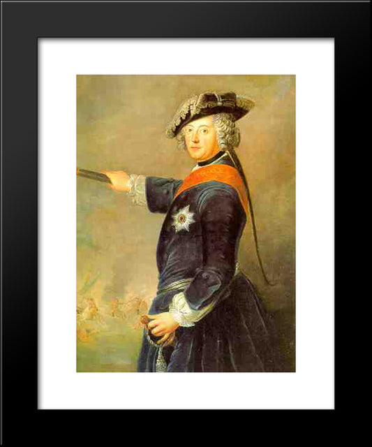 Frederick Ii Of Prussia As General 20x24 Black Modern Wood Framed Art Print Poster by Pesne, Antoine