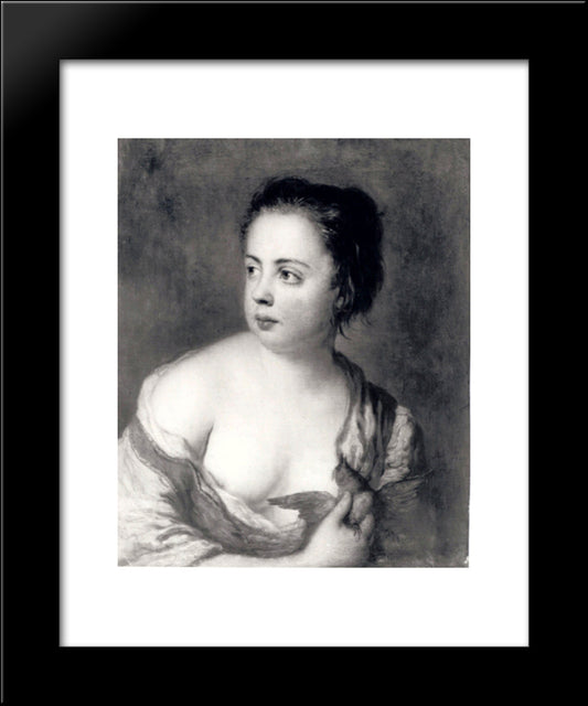 Girl With A Dove 20x24 Black Modern Wood Framed Art Print Poster by Pesne, Antoine