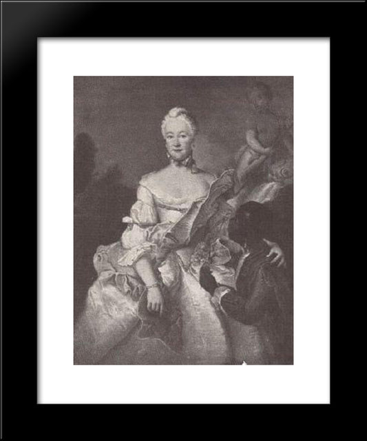 Henriette Karoline Von Pfalz Zweibrucken, Landgrave Of Hesse Darmstadt, With The Moor 20x24 Black Modern Wood Framed Art Print Poster by Pesne, Antoine