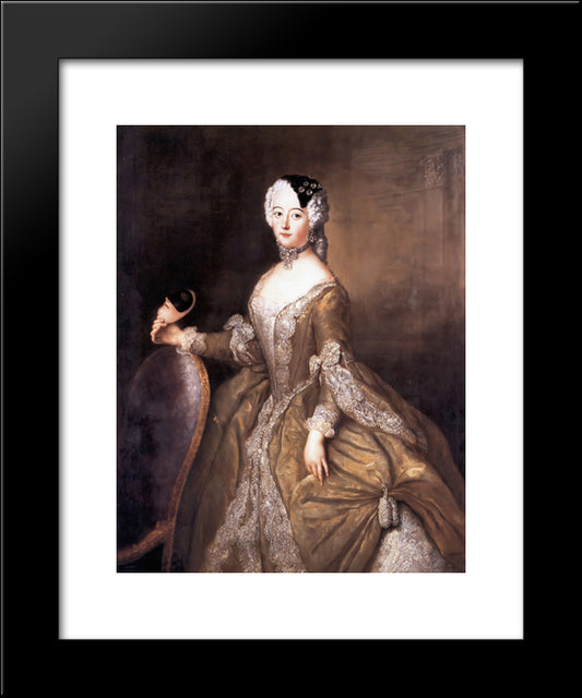 Luise Ulrike Of Prussia, Queen Of Sweden 20x24 Black Modern Wood Framed Art Print Poster by Pesne, Antoine