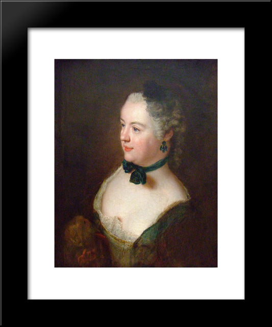 Portrait Of An Unknown Woman 20x24 Black Modern Wood Framed Art Print Poster by Pesne, Antoine