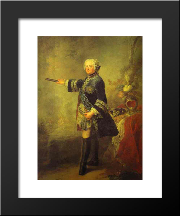 Portrait Of Frederick Ii 20x24 Black Modern Wood Framed Art Print Poster by Pesne, Antoine