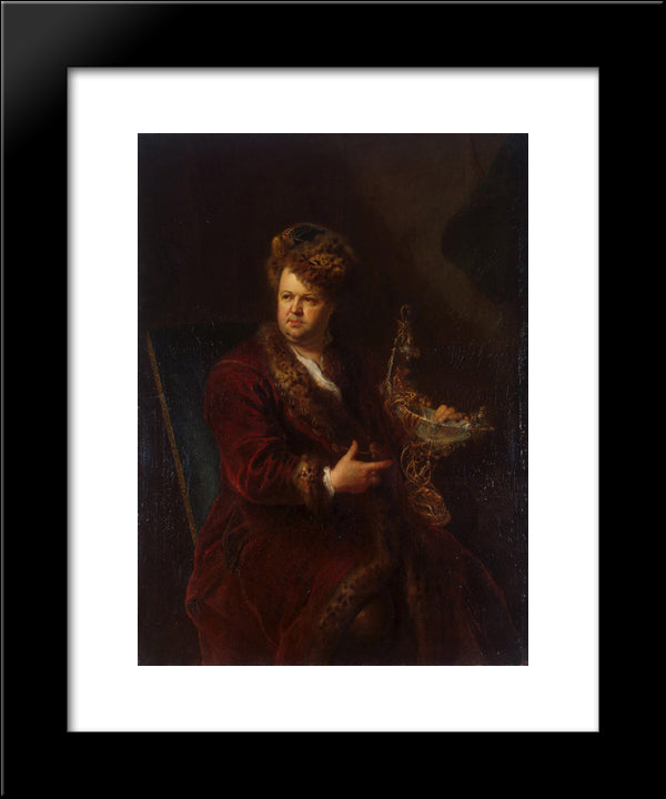 Portrait Of Johann Melchior Dinglinger 20x24 Black Modern Wood Framed Art Print Poster by Pesne, Antoine