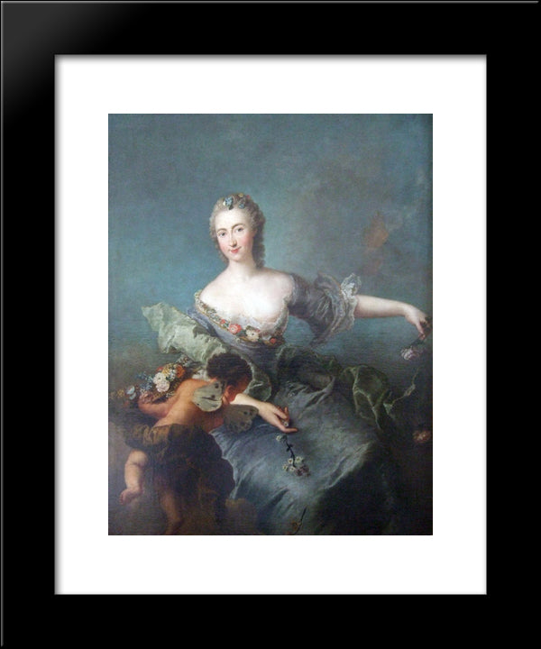 Portrait Of Louise Albertine Von Grappendorf As Flora 20x24 Black Modern Wood Framed Art Print Poster by Pesne, Antoine