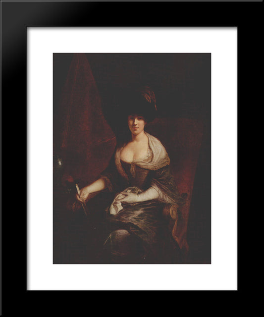 Portrait Of Mary Susanne Dinglinger, Born Gutermann 20x24 Black Modern Wood Framed Art Print Poster by Pesne, Antoine