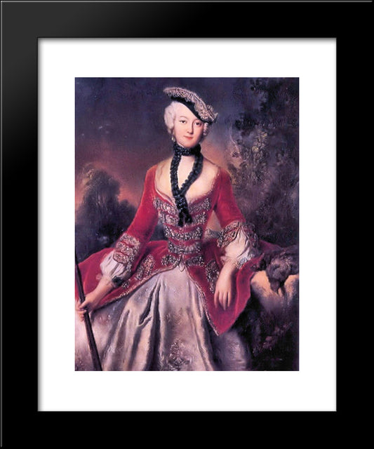 Portrait Of Sophie Marie Grafin Voss 20x24 Black Modern Wood Framed Art Print Poster by Pesne, Antoine