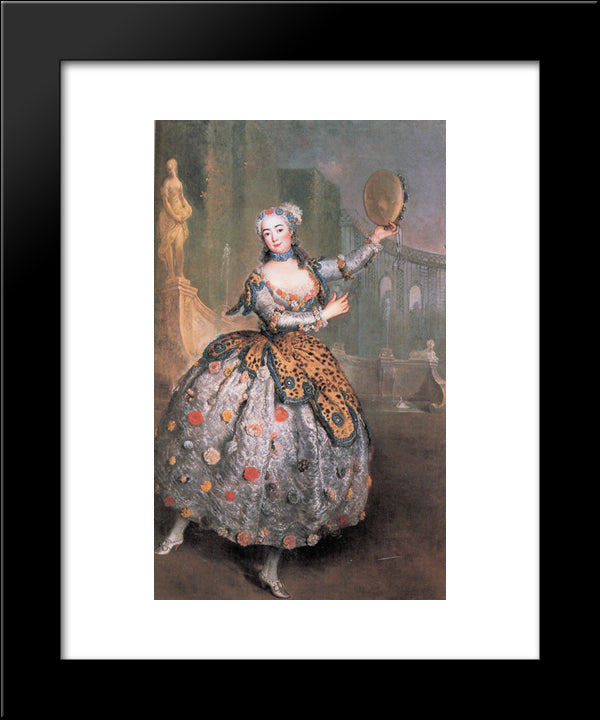 Portrait Of The Dancer Barbara Campanini Aka La Barbarina 20x24 Black Modern Wood Framed Art Print Poster by Pesne, Antoine