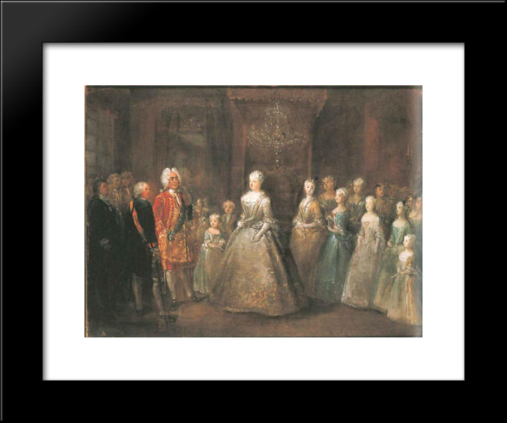 Reception Of August The Strong In The Berlin City Palaces 20x24 Black Modern Wood Framed Art Print Poster by Pesne, Antoine