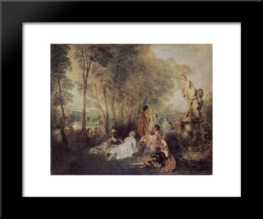 A Love Festival 20x24 Black Modern Wood Framed Art Print Poster by Watteau, Antoine