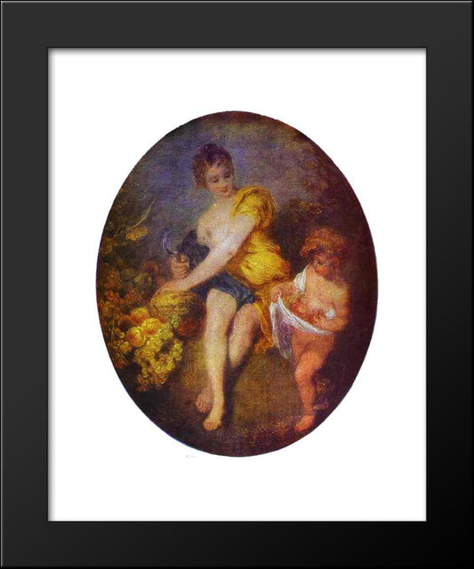 Autumn 20x24 Black Modern Wood Framed Art Print Poster by Watteau, Antoine