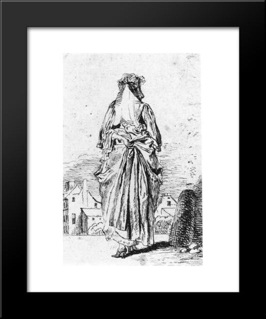 Back Of Woman 20x24 Black Modern Wood Framed Art Print Poster by Watteau, Antoine