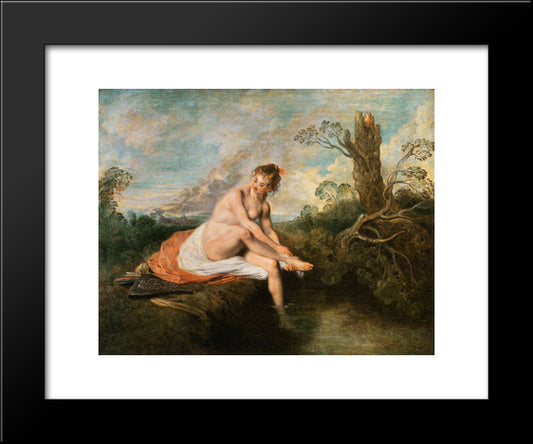 Diana At Her Bath 20x24 Black Modern Wood Framed Art Print Poster by Watteau, Antoine