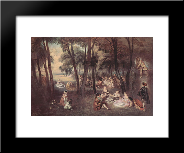 Entertainment Countryside 20x24 Black Modern Wood Framed Art Print Poster by Watteau, Antoine