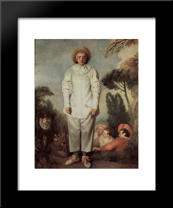 Gilles 20x24 Black Modern Wood Framed Art Print Poster by Watteau, Antoine