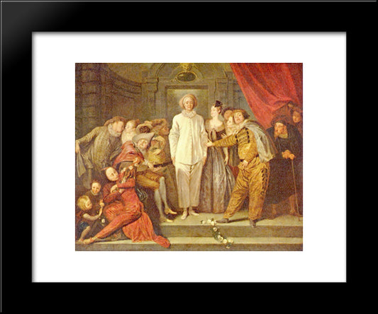 Italian Comedians 20x24 Black Modern Wood Framed Art Print Poster by Watteau, Antoine