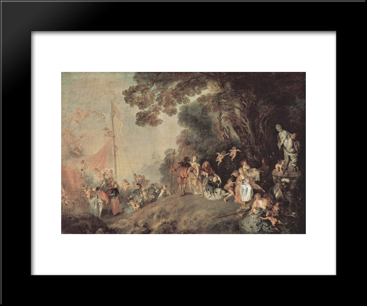 Pilgrimage On The Isle Of Cythera 20x24 Black Modern Wood Framed Art Print Poster by Watteau, Antoine