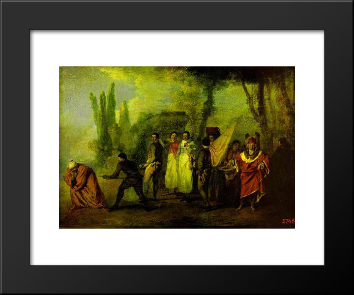 Satire On Physicians 20x24 Black Modern Wood Framed Art Print Poster by Watteau, Antoine