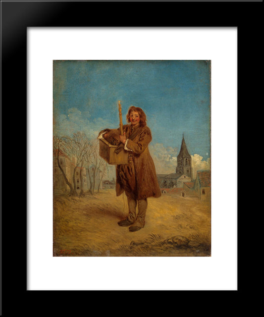 Savoyard With A Marmot 20x24 Black Modern Wood Framed Art Print Poster by Watteau, Antoine