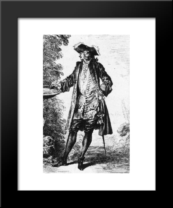 Standing Man 20x24 Black Modern Wood Framed Art Print Poster by Watteau, Antoine