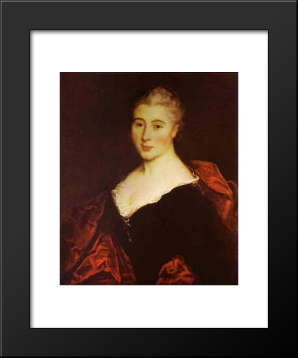 Sylvia (Portrait Of Jeanne Rose Guyonne Benozzi) 20x24 Black Modern Wood Framed Art Print Poster by Watteau, Antoine