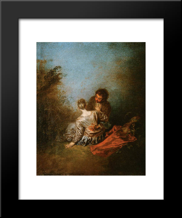 The Blunder 20x24 Black Modern Wood Framed Art Print Poster by Watteau, Antoine