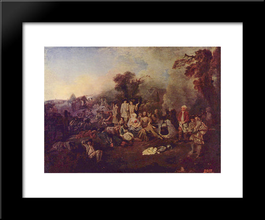 The Camp 20x24 Black Modern Wood Framed Art Print Poster by Watteau, Antoine