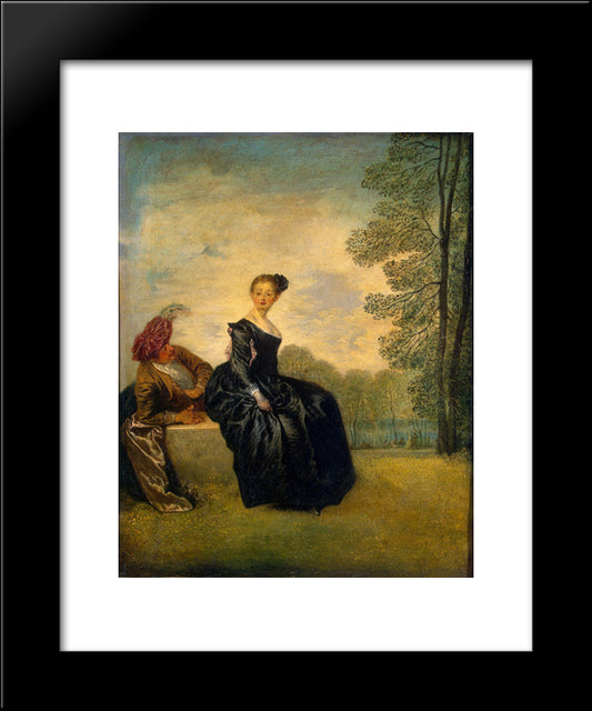 The Capricious Girl 20x24 Black Modern Wood Framed Art Print Poster by Watteau, Antoine