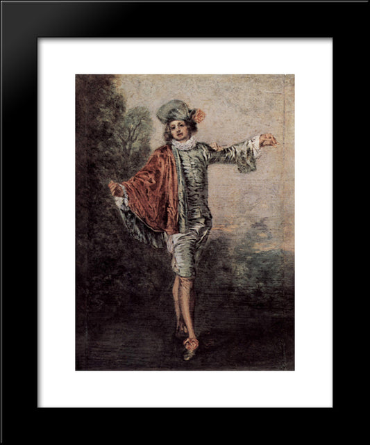 The Casual Lover 20x24 Black Modern Wood Framed Art Print Poster by Watteau, Antoine