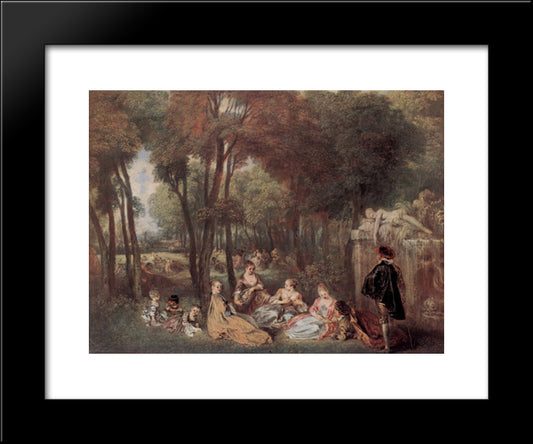 The Champs Elyssees 20x24 Black Modern Wood Framed Art Print Poster by Watteau, Antoine