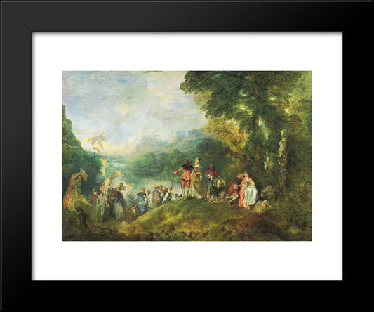 The Embarkation For Cythera 20x24 Black Modern Wood Framed Art Print Poster by Watteau, Antoine