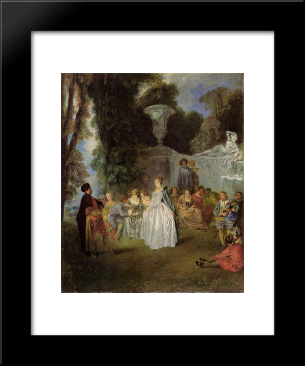 The Feasts Of Venice 20x24 Black Modern Wood Framed Art Print Poster by Watteau, Antoine