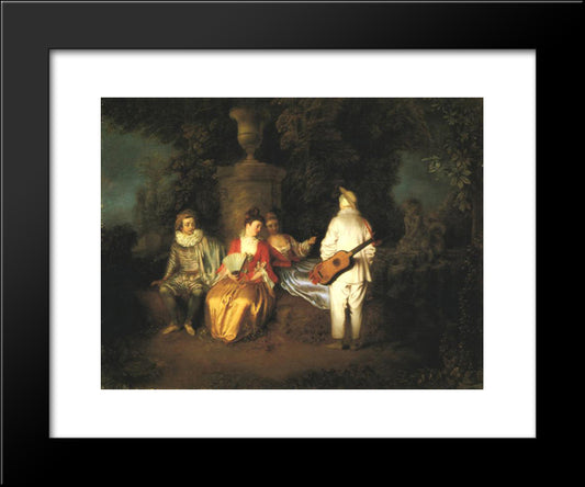 The Foursome 20x24 Black Modern Wood Framed Art Print Poster by Watteau, Antoine