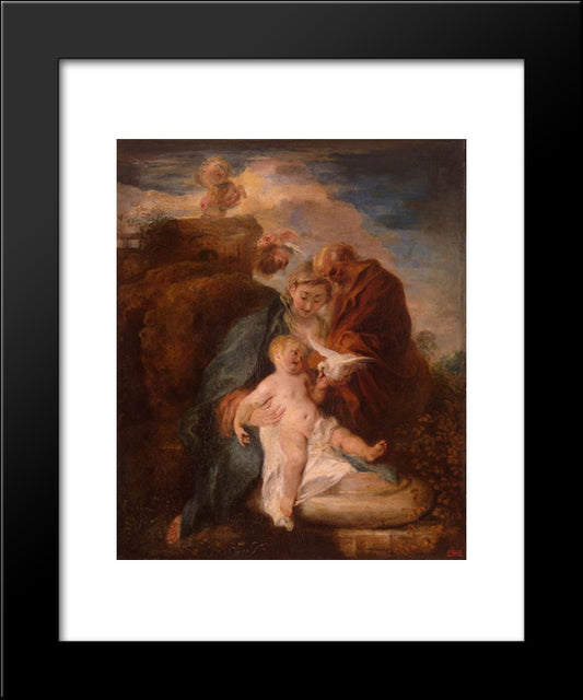 The Holy Family 20x24 Black Modern Wood Framed Art Print Poster by Watteau, Antoine