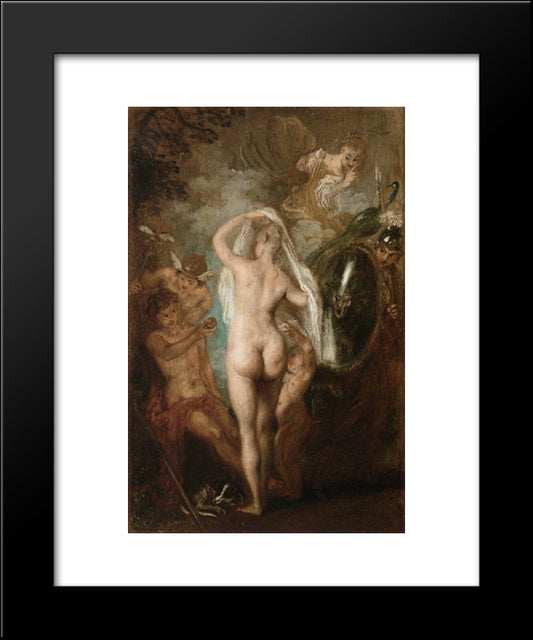 The Judgment Of Paris 20x24 Black Modern Wood Framed Art Print Poster by Watteau, Antoine