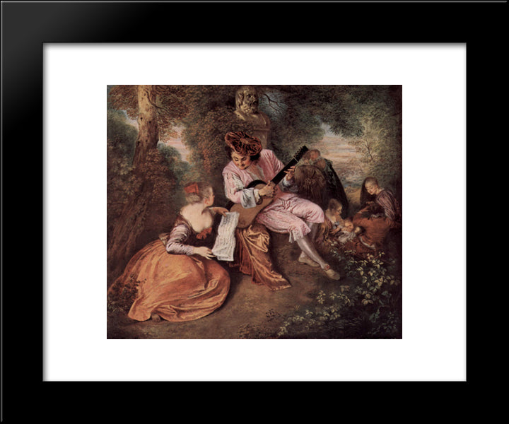 The Scale Of Love 20x24 Black Modern Wood Framed Art Print Poster by Watteau, Antoine