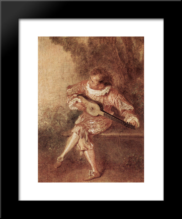 The Serenader 20x24 Black Modern Wood Framed Art Print Poster by Watteau, Antoine