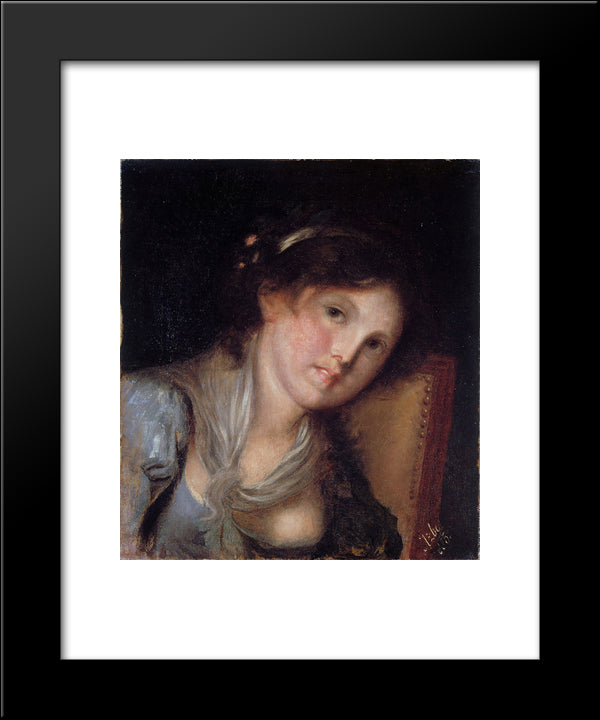 Portrait Of A Girl 20x24 Black Modern Wood Framed Art Print Poster by Azbe, Anton