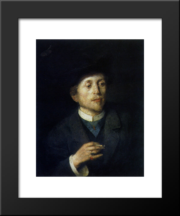 Self-Portrait 20x24 Black Modern Wood Framed Art Print Poster by Azbe, Anton