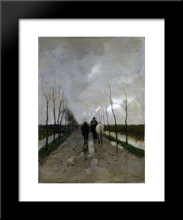 A Dutch Road 20x24 Black Modern Wood Framed Art Print Poster by Mauve, Anton