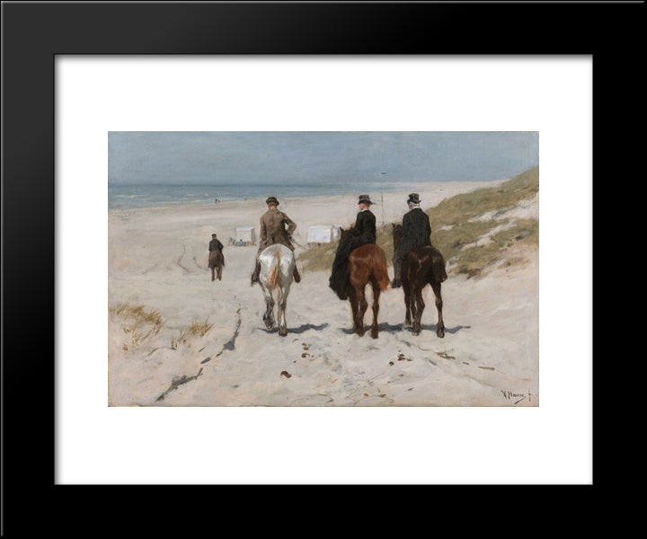 Morning Ride On The Beach 20x24 Black Modern Wood Framed Art Print Poster by Mauve, Anton