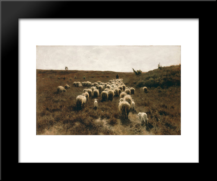 The Return Of The Flock, Laren 20x24 Black Modern Wood Framed Art Print Poster by Mauve, Anton