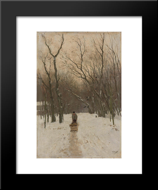 Winter In De Scheveningse Bosjes 20x24 Black Modern Wood Framed Art Print Poster by Mauve, Anton